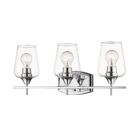 Z-Lite Joliet 3 Light Vanity, Chrome & Clear 473-3V-CH